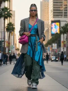Mujer vistiendo un atuendo moderno de Shein, combinando tendencias de pasarela para el día a día en 2026.
