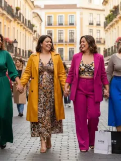 Mujeres españolas de tallas grandes desfilando con confianza las innovadoras colecciones de moda plus size de Shein para 2026.