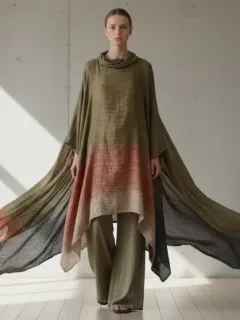Mujer vistiendo prendas de tejidos innovadores de Shein para 2026, con texturas fluidas y sostenibles.
