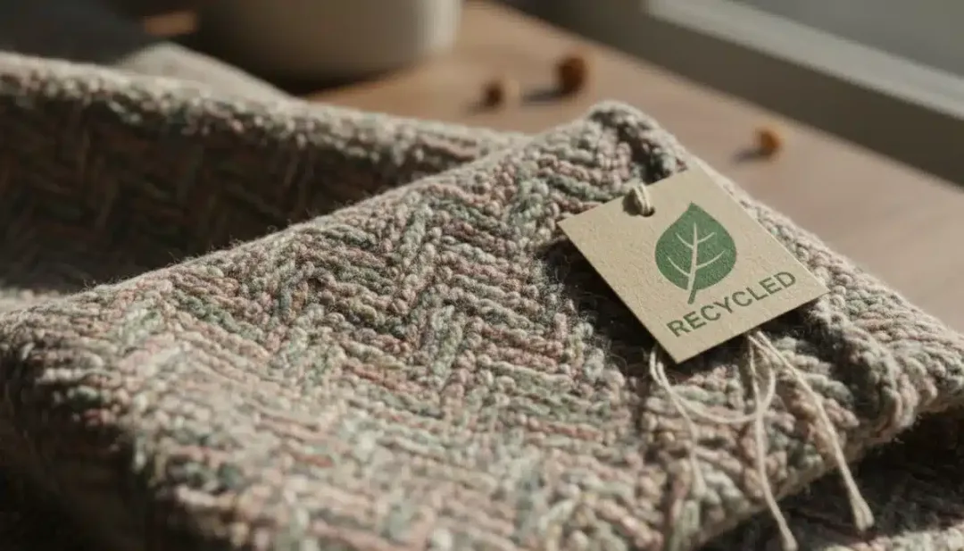 Detalle de tejido reciclado innovador de una colección sostenible de Shein 2026.