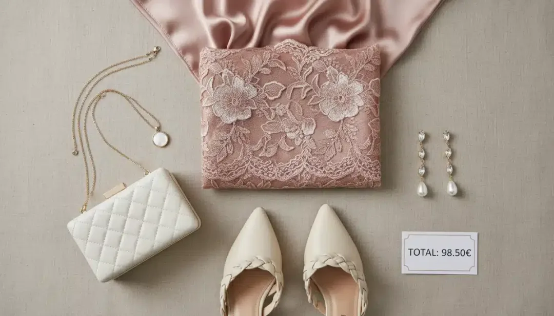 Accesorios elegantes y detalles de tela de Shein para complementar un look de evento especial, manteniendo el presupuesto.