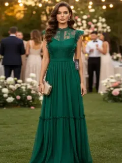 Mujer luciendo un vestido elegante de Shein para un evento especial en 2026, con estilo y presupuesto ajustado.