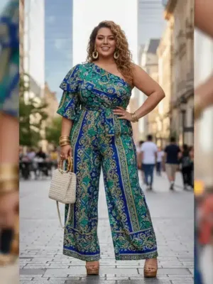Mujer curvilínea elegante posando con un vestido de moda de Shein 2026, mostrando confianza y estilo.