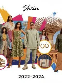 Modelos con ropa de Shein en un collage dinámico que muestra la evolución del estilo de la marca en España.