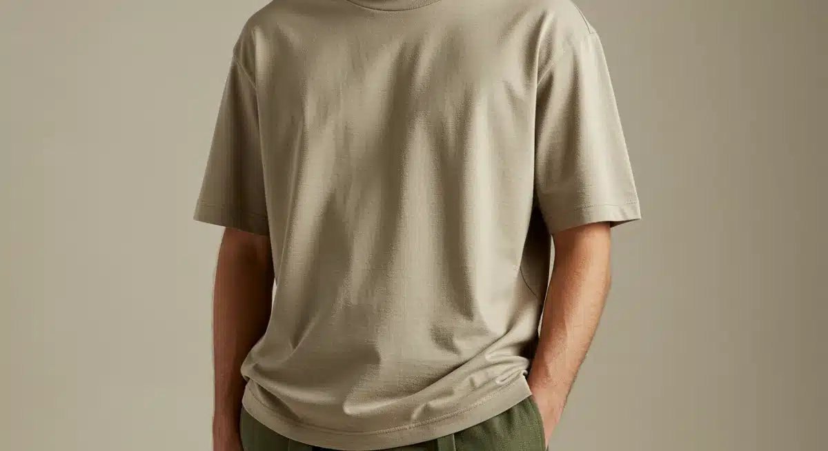 Detalhe de camiseta oversized Shein, destacando tecido de qualidade e caimento moderno para o verão de 2025.
