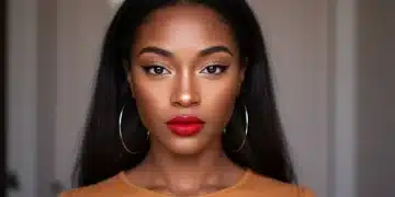 Tendências de Maquiagem para Complementar Seu Look Shein: 3 Dicas Atuais para 2025 Mulher com maquiagem moderna e elegante, realçando olhos e lábios, perfeita para looks Shein.