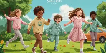 Shein Kids 2025: Tendências Infantis e Como Vestir com Estilo e Conforto Crianças brincando ao ar livre vestindo roupas Shein Kids 2025 com cores vibrantes e estampas lúdicas, refletindo as tendências de moda infantil.