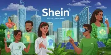 Futuro vibrante do fast fashion da Shein no Brasil em 2026, com consumidores e tecnologia.