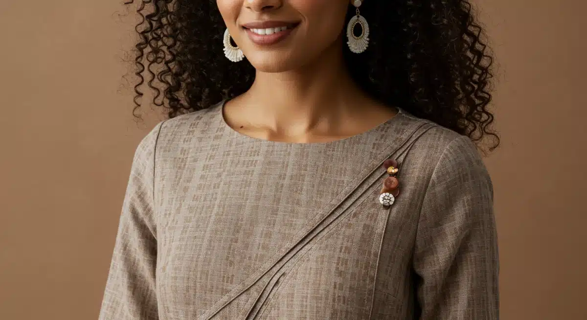 Detalhe de um vestido sustentável da Shein, destacando a textura do tecido e o design inovador para o verão de 2026.