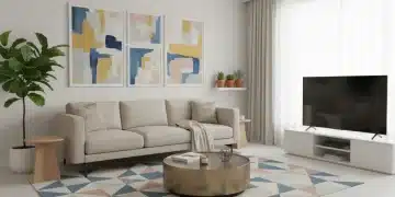 Sala de estar moderna e aconchegante decorada com itens da Shein 2026, destacando um sofá minimalista e elementos naturais.