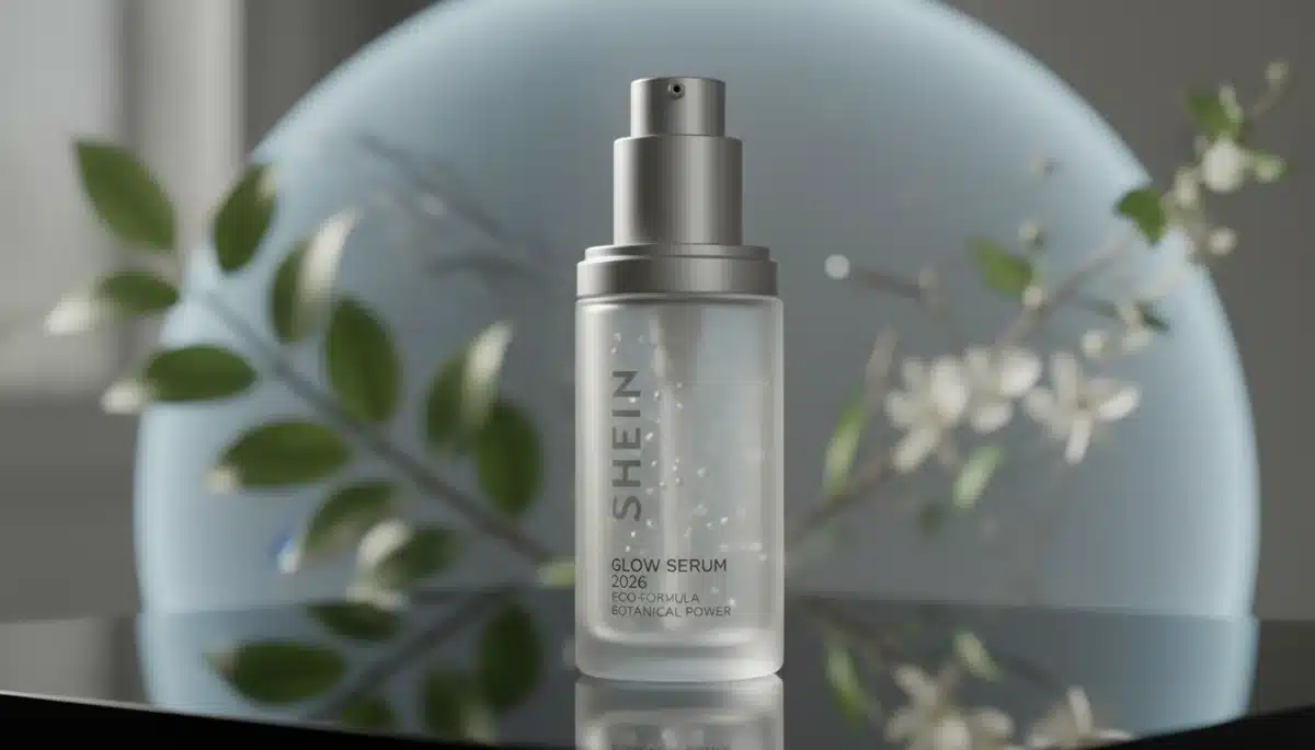 Frasco elegante de sérum Shein 2026 para cuidados com a pele, com design moderno e ecológico