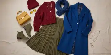 Tendências de moda Shein Outono/Inverno 2026: Peças em vermelho, azul, verde e amarelo.