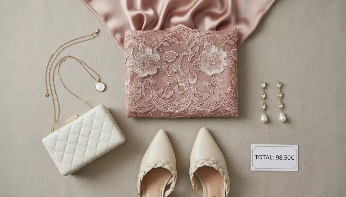 Accesorios elegantes y detalles de tela de Shein para complementar un look de evento especial, manteniendo el presupuesto.