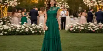 Mujer luciendo un vestido elegante de Shein para un evento especial en 2026, con estilo y presupuesto ajustado.