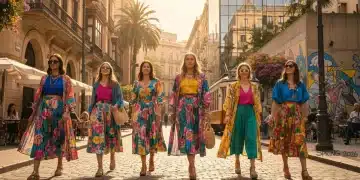 Mujeres con atuendos de Shein de moda primaveral 2026 en un entorno urbano español.