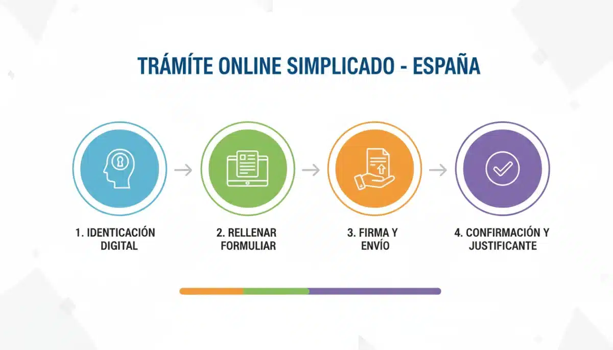 Infografía de pasos simplificados para trámites administrativos online