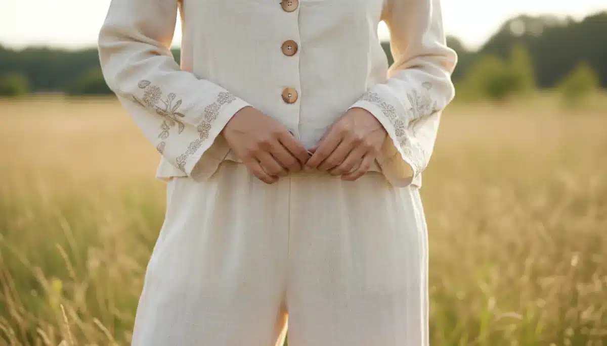 Detalle de una prenda Shein de tejido sostenible para la primavera 2026, mostrando textura y diseño minimalista.