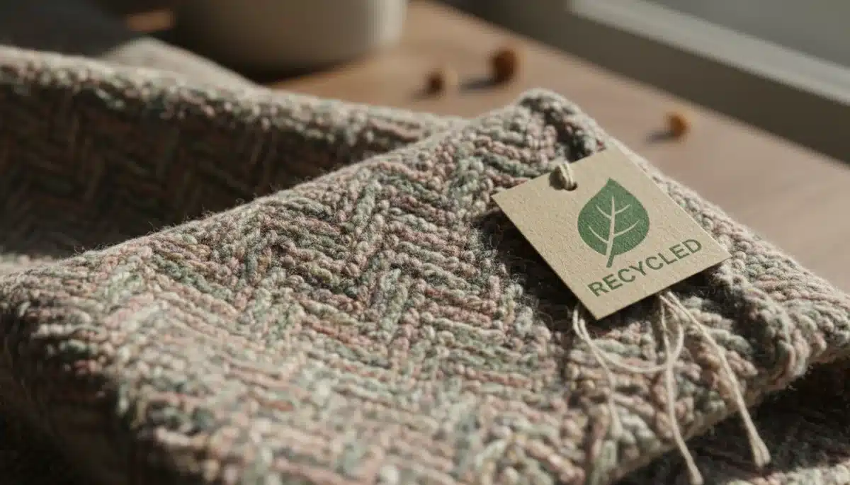 Detalle de tejido reciclado innovador de una colección sostenible de Shein 2026.