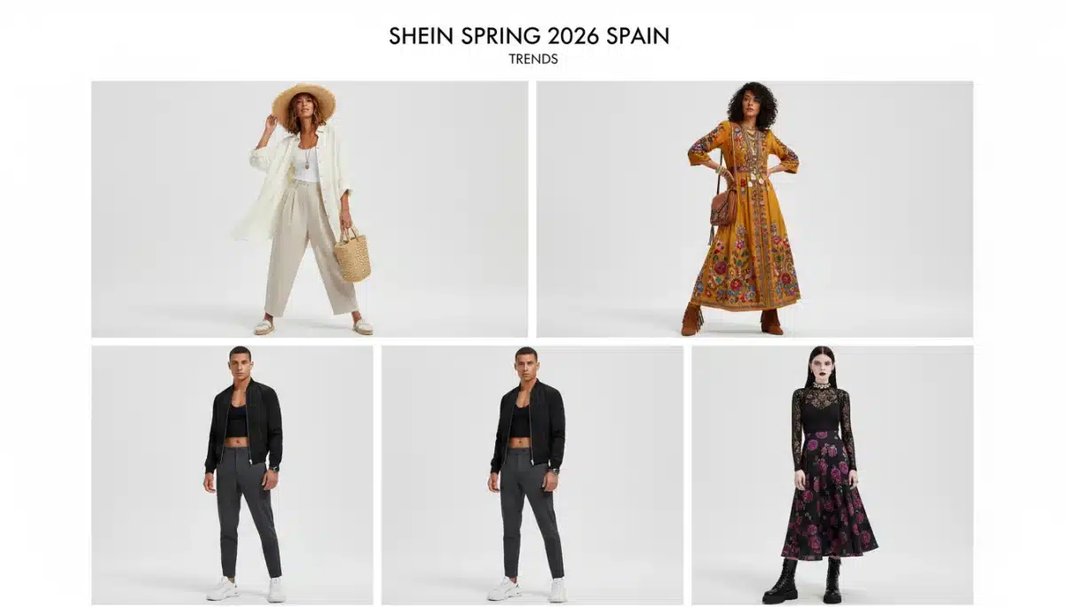 Collage de modelos mostrando las principales tendencias de Shein para la primavera de 2026 en España.